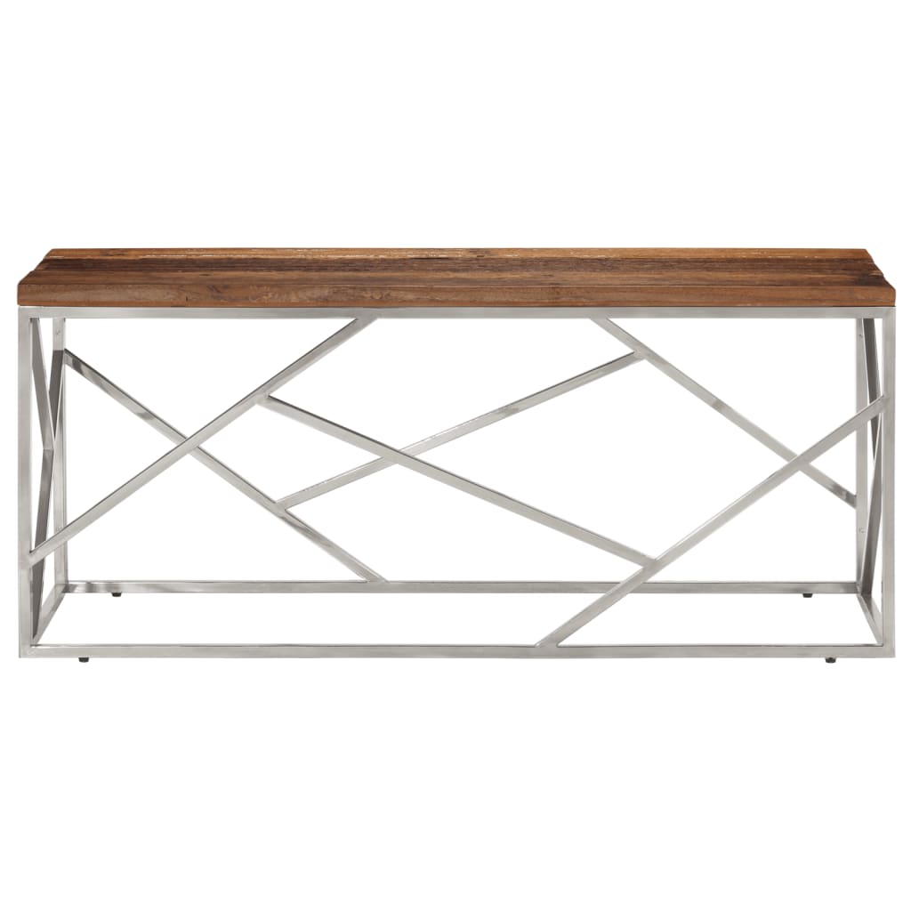 Table basse argenté inox et bois de mélèze massif - Tables basses