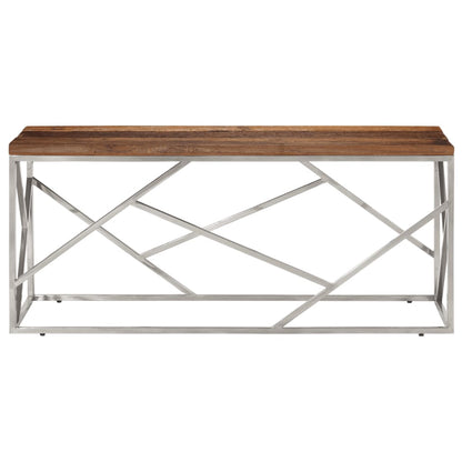 Table basse argenté inox et bois de mélèze massif - Tables basses