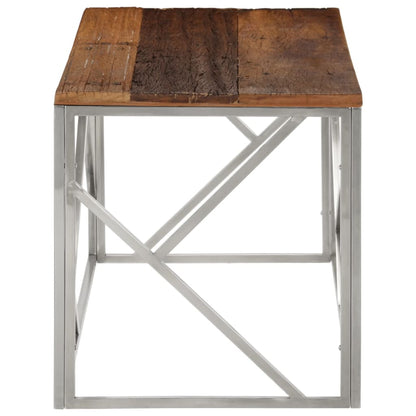 Table basse argenté inox et bois de mélèze massif - Tables basses