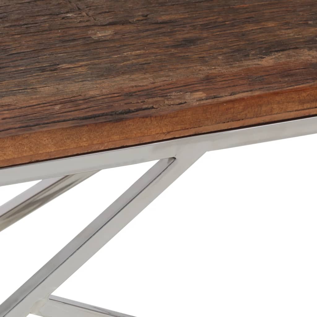 Table basse argenté inox et bois de mélèze massif - Tables basses
