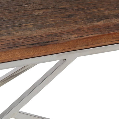 Table basse argenté inox et bois de mélèze massif - Tables basses