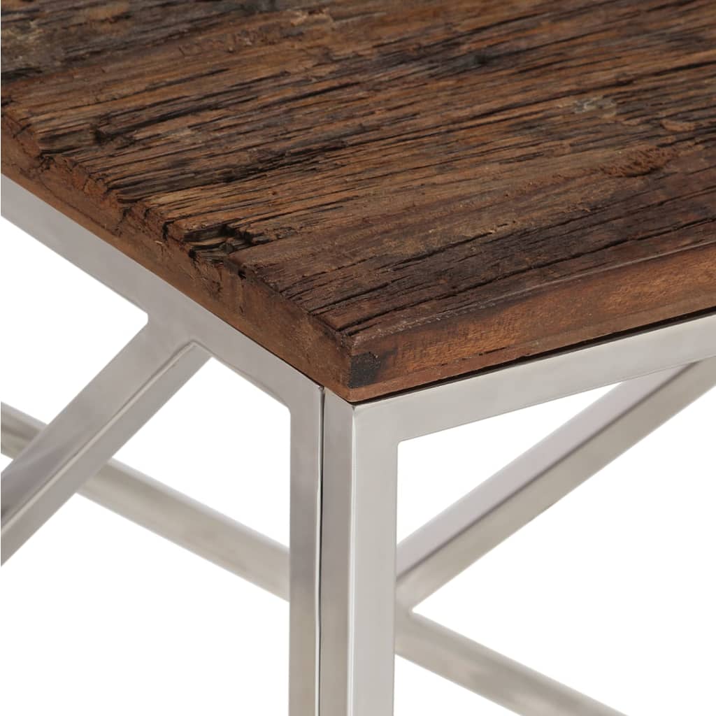 Table basse argenté inox et bois de mélèze massif - Tables basses