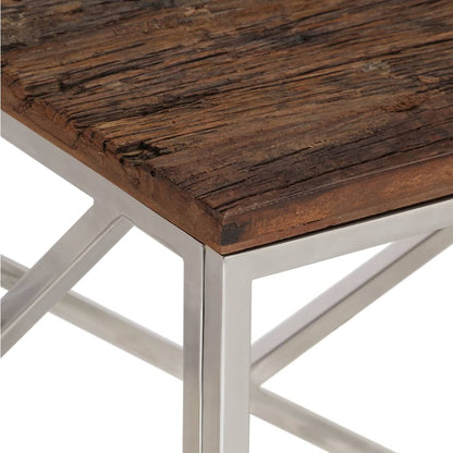 Table basse argenté inox et bois de mélèze massif - Tables basses