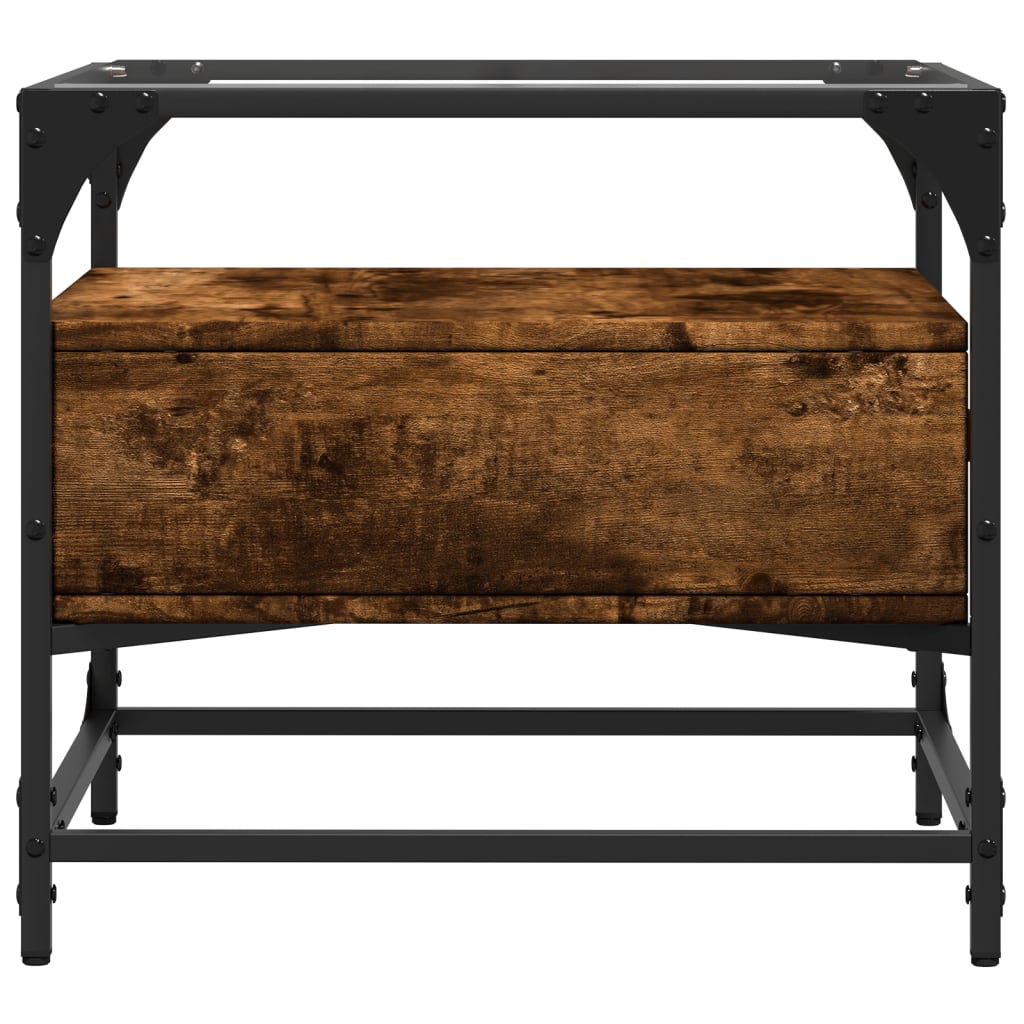 Table basse avec dessus en verre chêne fumé 50x50x45 cm acier - Tables basses