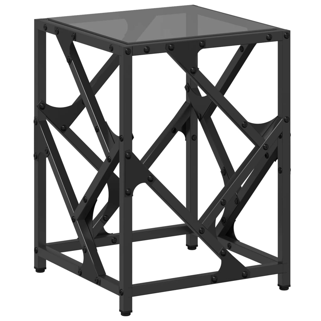 Table basse avec dessus en verre noir 30x30x41 cm acier - Tables basses