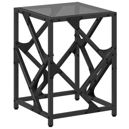 Table basse avec dessus en verre noir 30x30x41 cm acier - Tables basses