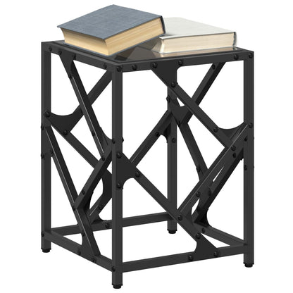 Table basse avec dessus en verre noir 30x30x41 cm acier - Tables basses