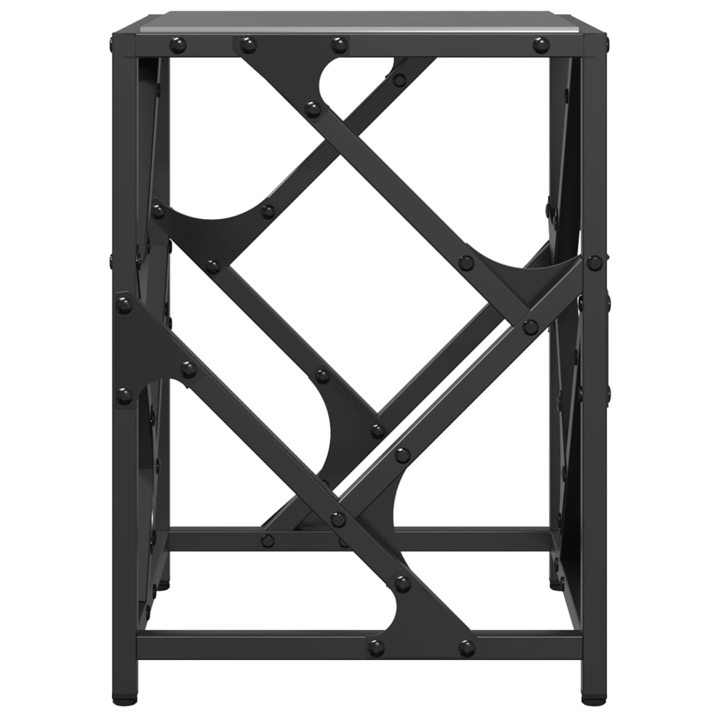 Table basse avec dessus en verre noir 30x30x41 cm acier - Tables basses