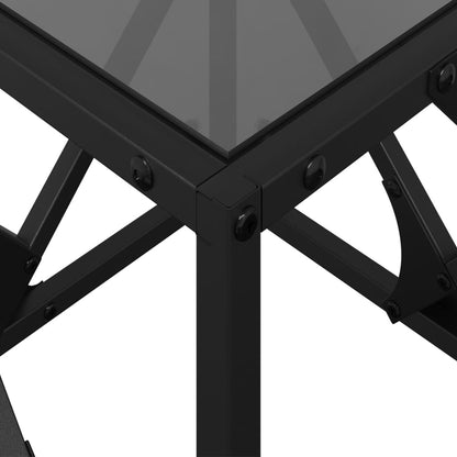 Table basse avec dessus en verre noir 40x40x41 cm acier - Tables basses