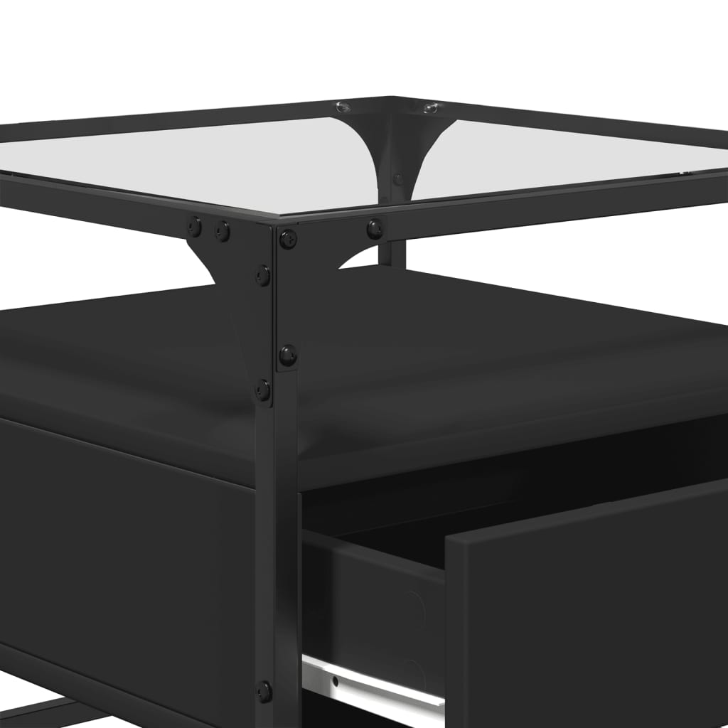 Table basse avec dessus en verre noir 50x50x45 cm acier - Tables basses
