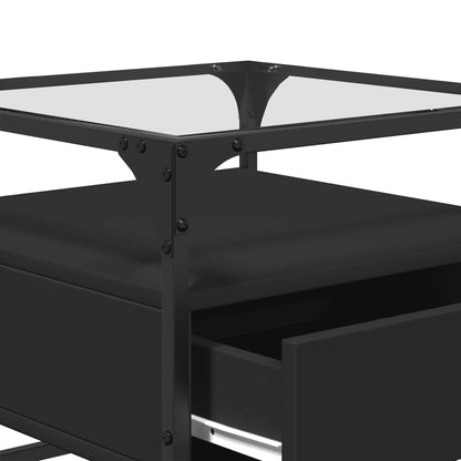 Table basse avec dessus en verre noir 50x50x45 cm acier - Tables basses
