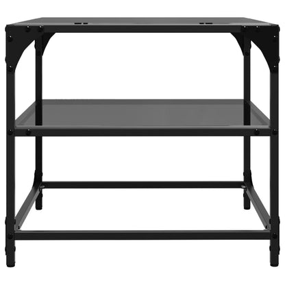 Table basse avec dessus en verre noir 50x50x45 cm acier - Tables basses