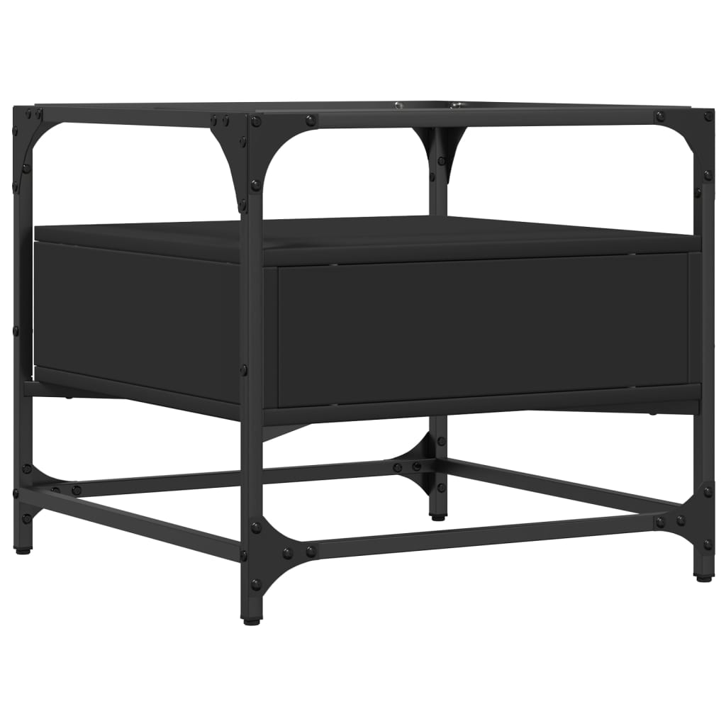 Table basse avec dessus en verre noir 50x50x45 cm acier - Tables basses