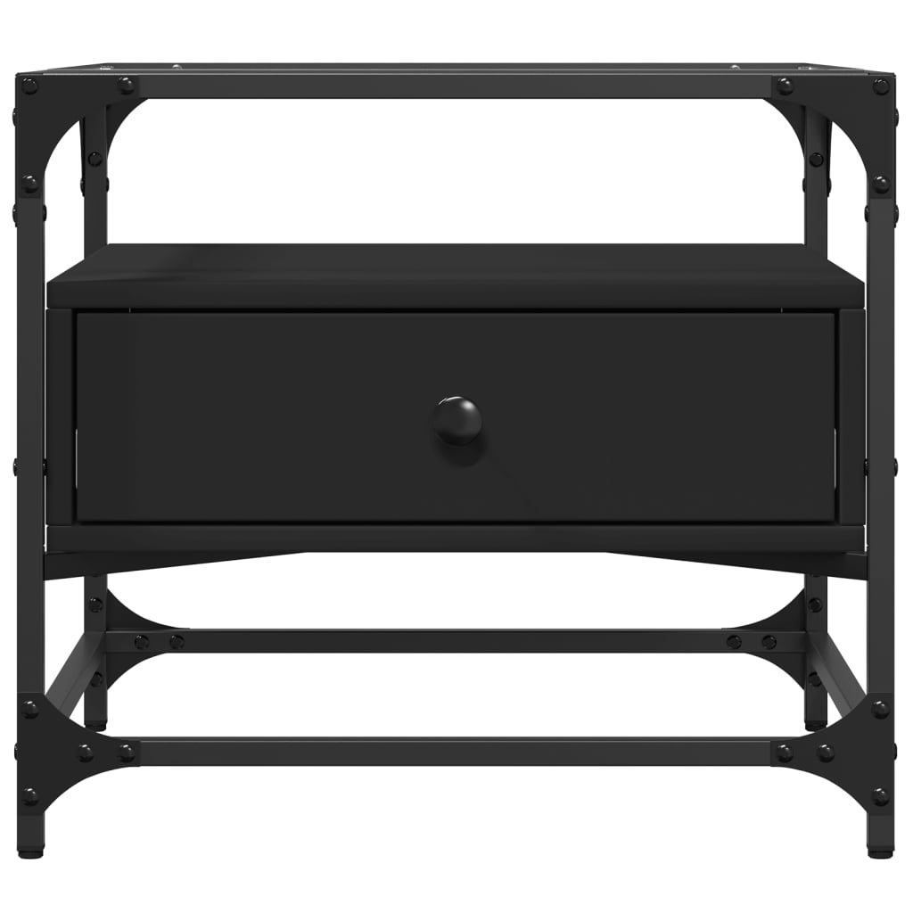 Table basse avec dessus en verre noir 50x50x45 cm acier - Tables basses