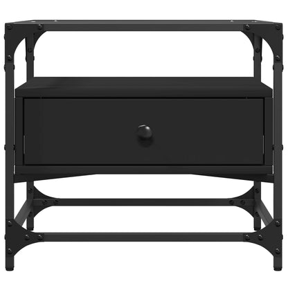 Table basse avec dessus en verre noir 50x50x45 cm acier - Tables basses