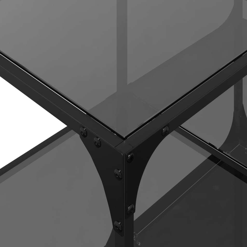 Table basse avec dessus en verre noir 78,5x40x40 cm acier - Tables basses