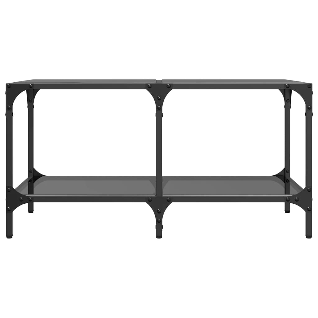 Table basse avec dessus en verre noir 78,5x40x40 cm acier - Tables basses