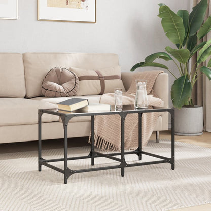 Table basse avec dessus en verre noir 78,5x40x40 cm acier - Tables basses