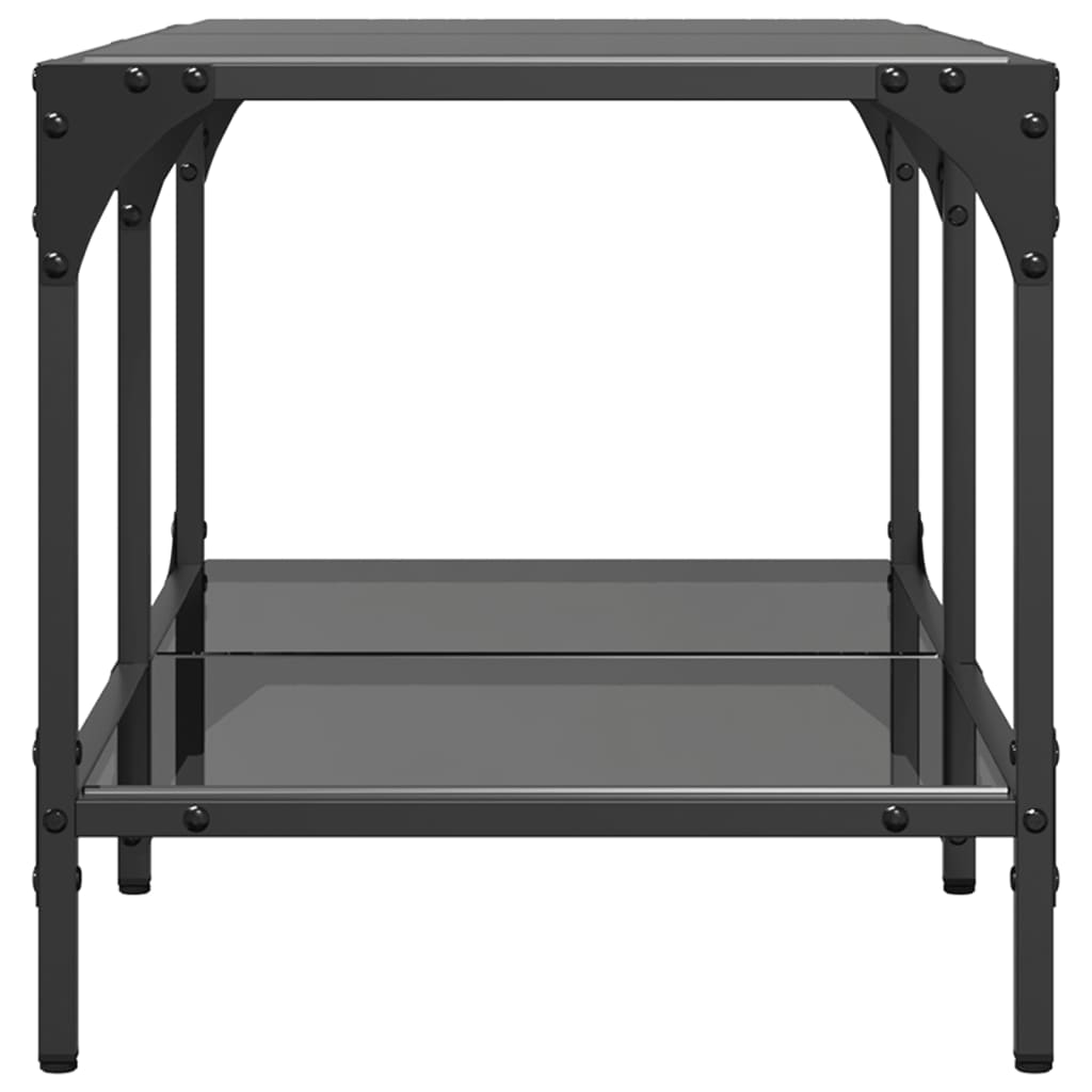 Table basse avec dessus en verre noir 78,5x40x40 cm acier - Tables basses