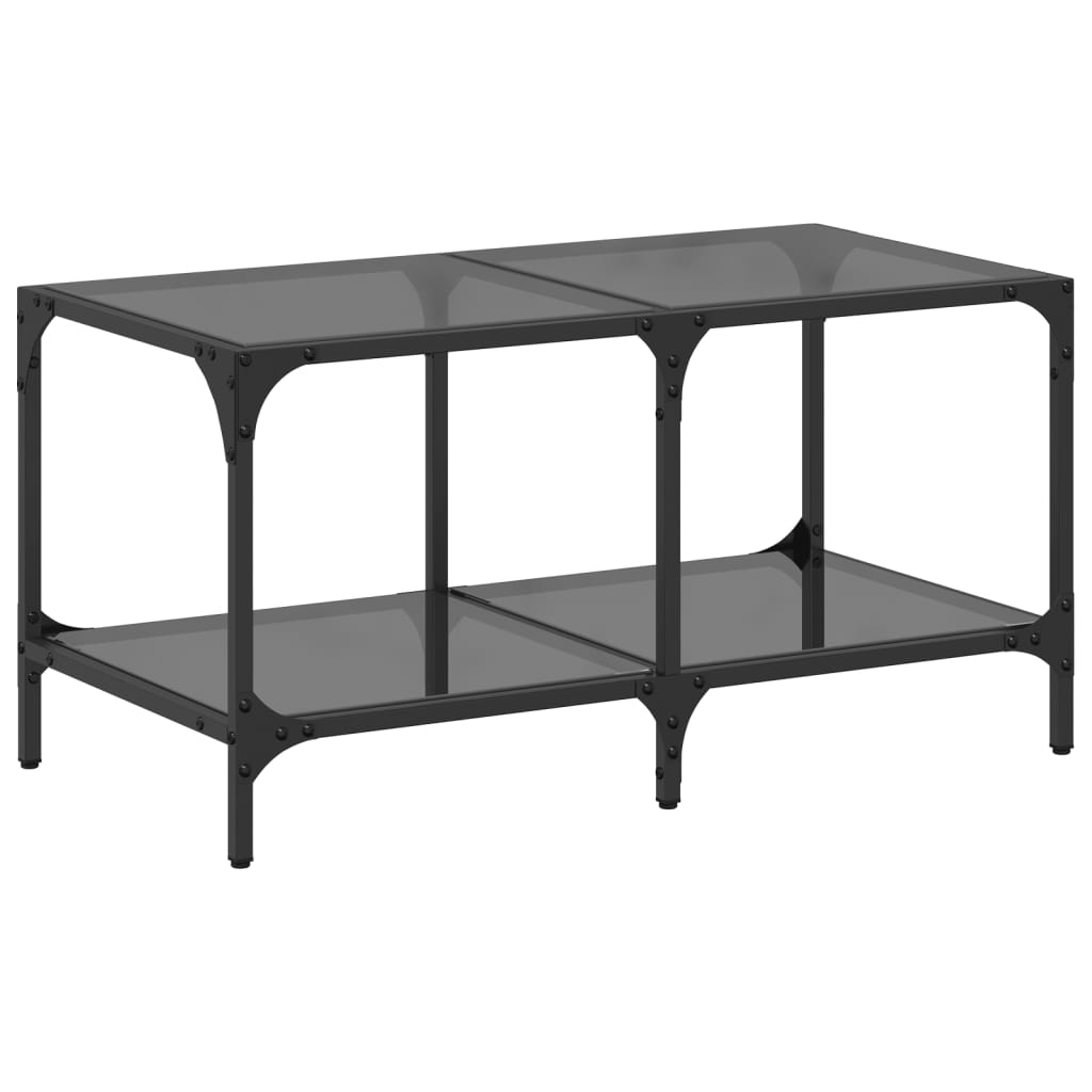 Table basse avec dessus en verre noir 78,5x40x40 cm acier - Tables basses