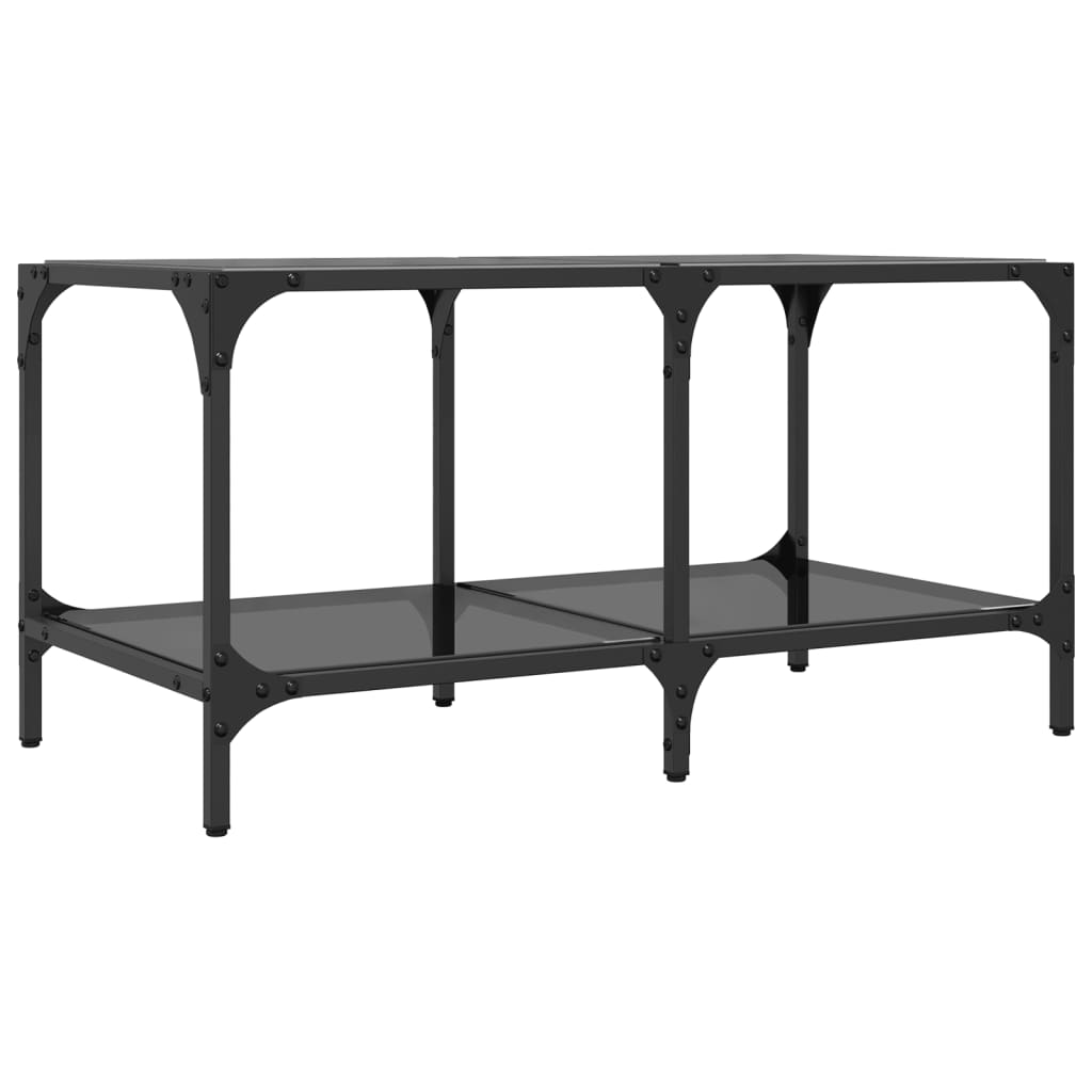 Table basse avec dessus en verre noir 78,5x40x40 cm acier - Tables basses
