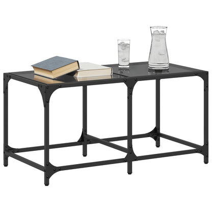 Table basse avec dessus en verre noir 78,5x40x40 cm acier - Tables basses