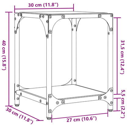 Table basse avec dessus en verre transparent 30x30x40 cm acier - Tables basses