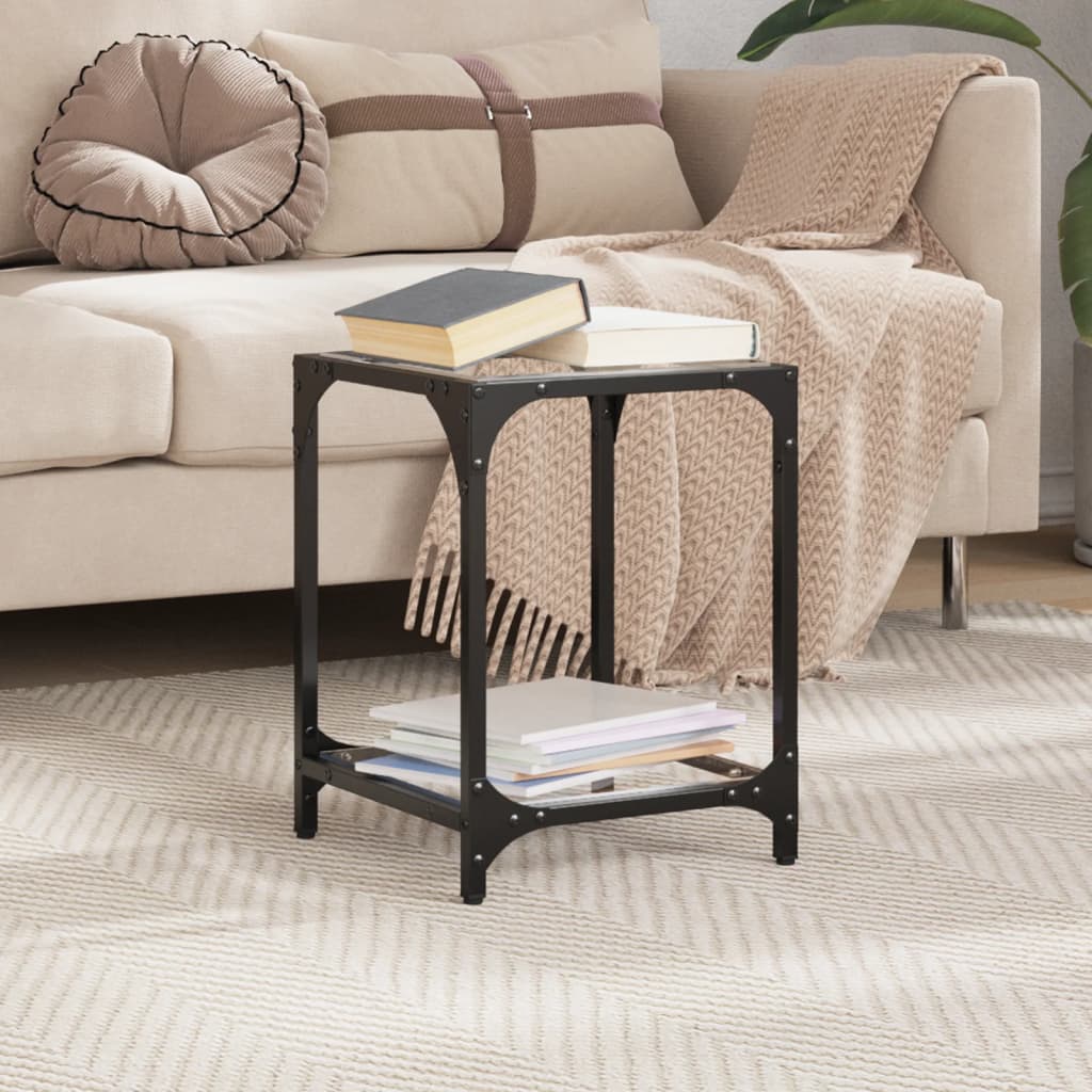 Table basse avec dessus en verre transparent 30x30x40 cm acier - Tables basses