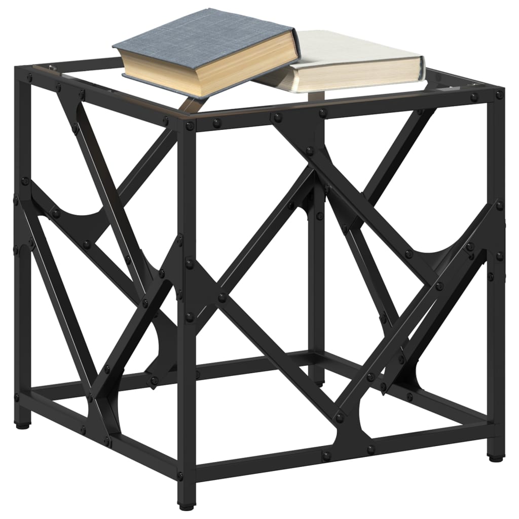 Table basse avec dessus en verre transparent 40x40x41 cm acier - Tables basses