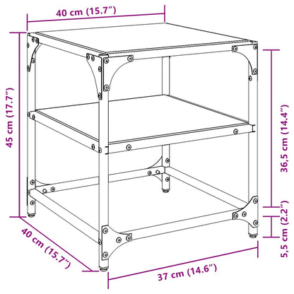 Table basse avec dessus en verre transparent 40x40x45 cm acier - Tables basses