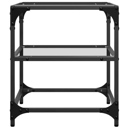 Table basse avec dessus en verre transparent 40x40x45 cm acier - Tables basses