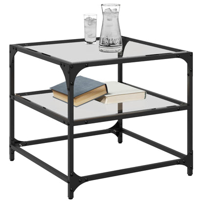 Table basse avec dessus en verre transparent 50x50x45 cm acier - Tables basses