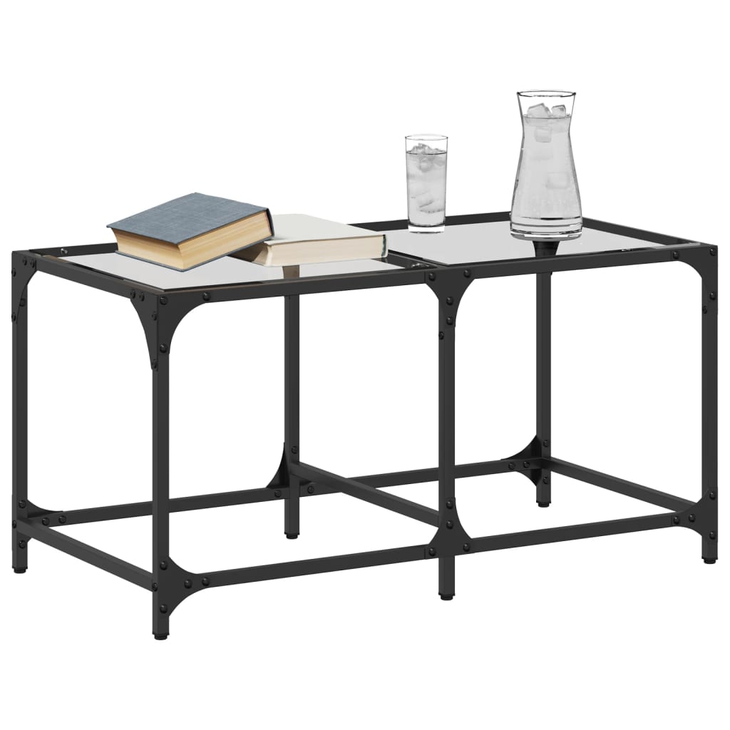 Table basse avec dessus en verre transparent 78,5x40x40cm acier - Tables basses