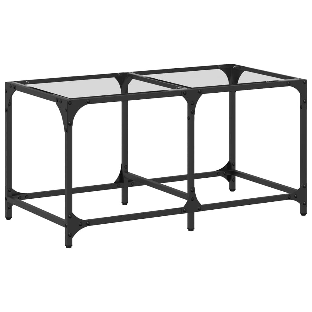 Table basse avec dessus en verre transparent 78,5x40x40cm acier - Tables basses