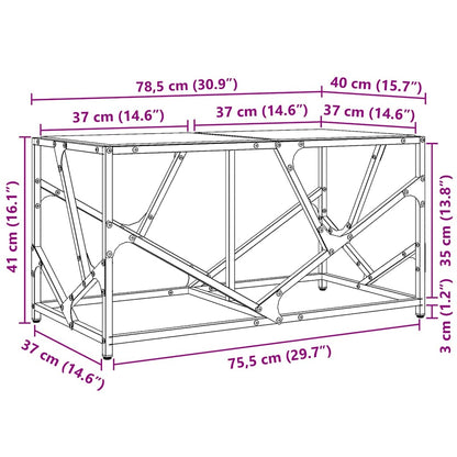 Table basse avec dessus en verre transparent 78,5x40x41cm acier - Tables basses