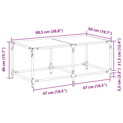 Table basse avec dessus en verre transparent 98,5x50x40cm acier - Tables basses