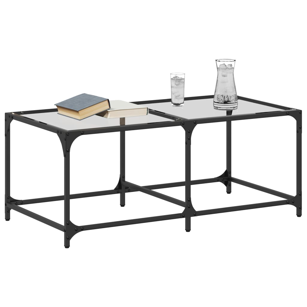 Table basse avec dessus en verre transparent 98,5x50x40cm acier - Tables basses