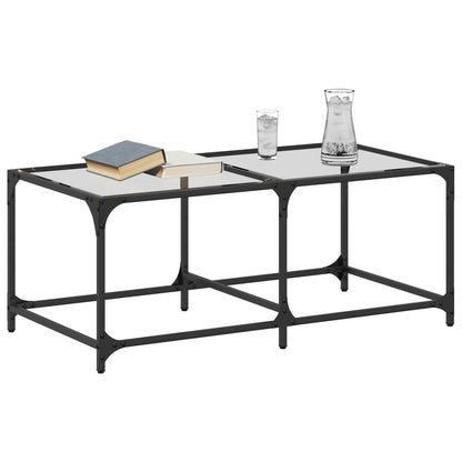 Table basse avec dessus en verre transparent 98,5x50x40cm acier - Tables basses