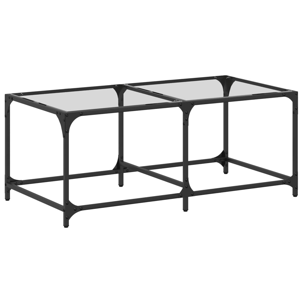 Table basse avec dessus en verre transparent 98,5x50x40cm acier - Tables basses