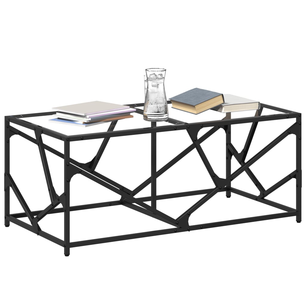 Table basse avec dessus en verre transparent 98,5x50x41cm acier - Tables basses