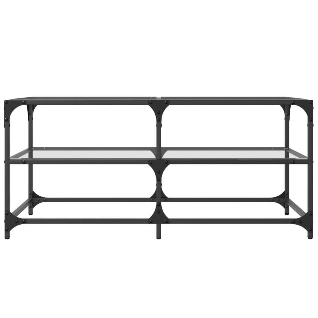 Table basse avec dessus en verre transparent 98,5x50x45cm acier - Tables basses
