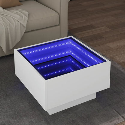 Table basse avec LED blanc 50x50x30 cm bois d’ingénierie - Tables basses