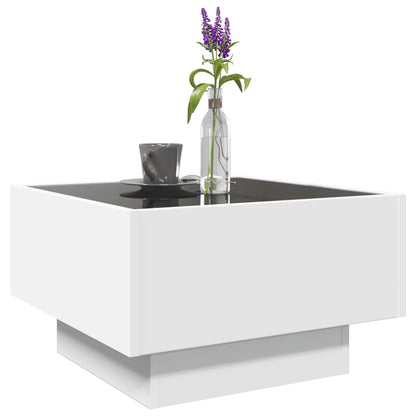Table basse avec LED blanc 50x50x30 cm bois d’ingénierie - Tables basses