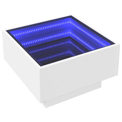 Table basse avec LED blanc 50x50x30 cm bois d’ingénierie - Tables basses