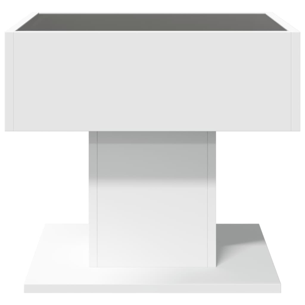 Table basse avec LED blanc 50x50x45 cm bois d’ingénierie - Tables basses
