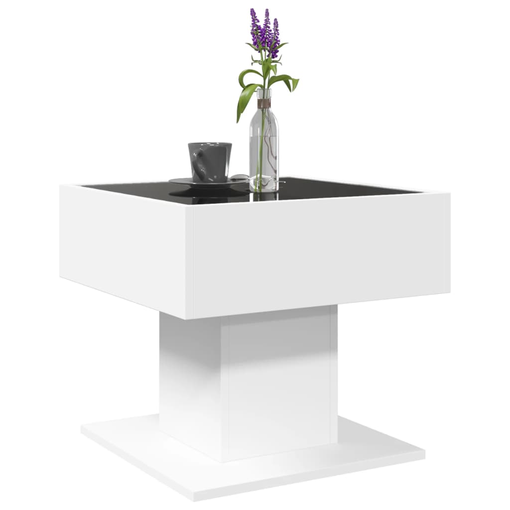 Table basse avec LED blanc 50x50x45 cm bois d’ingénierie - Tables basses