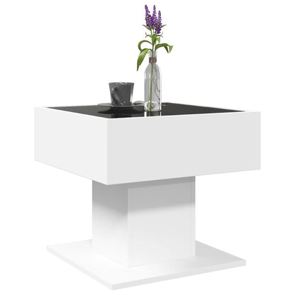 Table basse avec LED blanc 50x50x45 cm bois d’ingénierie - Tables basses