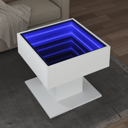 Table basse avec LED blanc 50x50x45 cm bois d’ingénierie - Tables basses