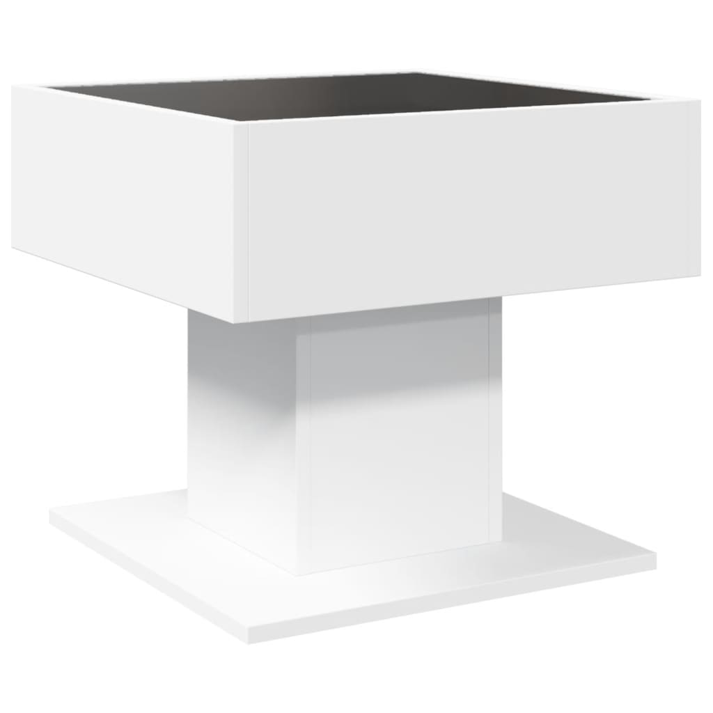 Table basse avec LED blanc 50x50x45 cm bois d’ingénierie - Tables basses