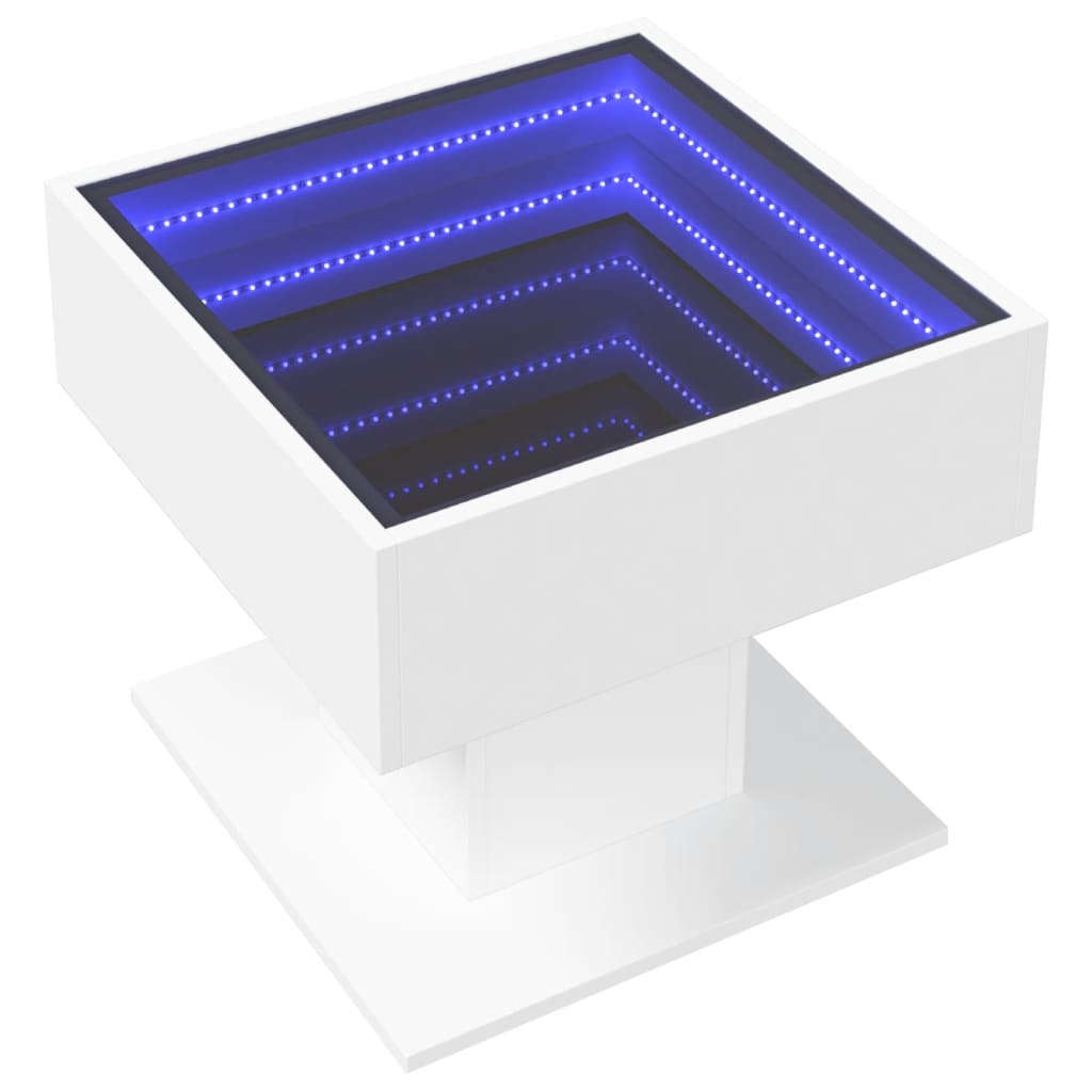 Table basse avec LED blanc 50x50x45 cm bois d’ingénierie - Tables basses